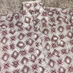 Vintage Western Fenton Pearl‎ Snap Shirt Men Size 15.5-32 Cowboy Rodeo Geometric